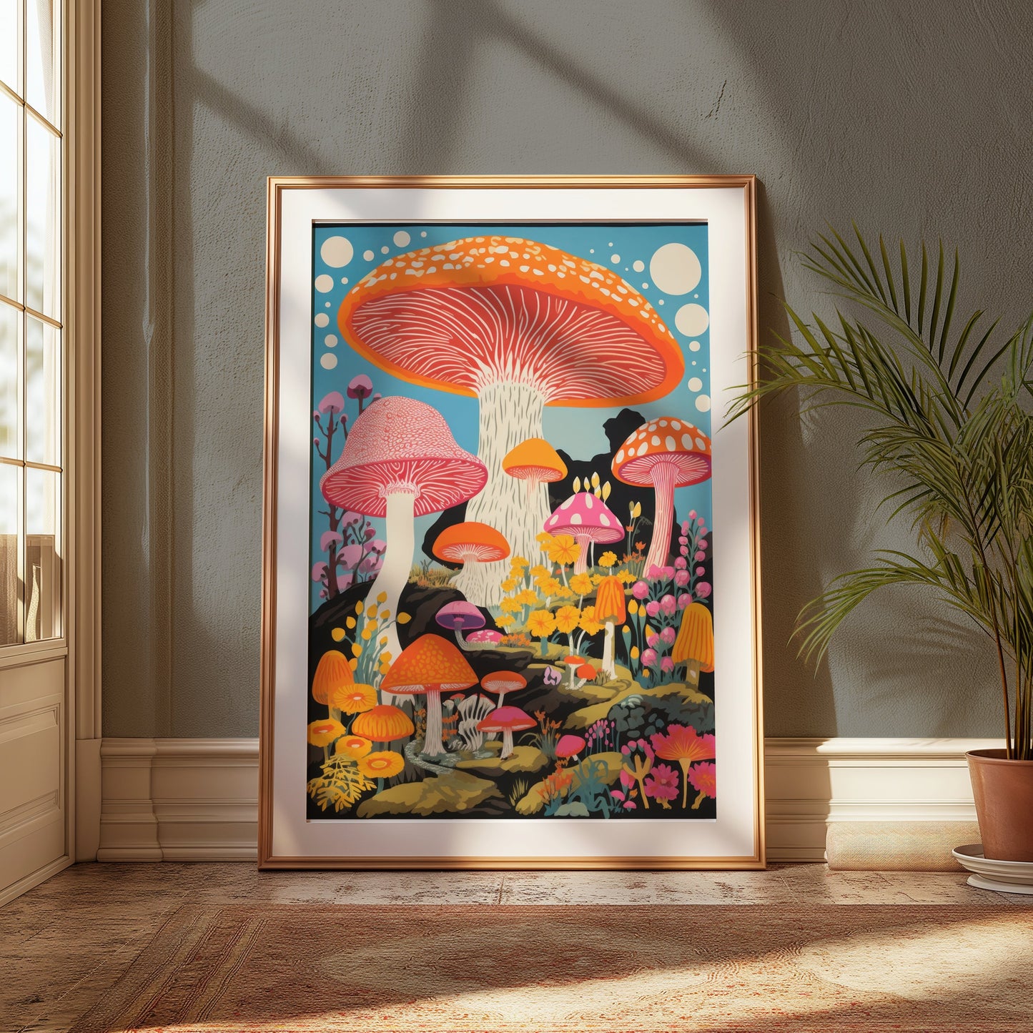 Premium Poster of Colorful Psychedelic Mushroom Artwork Surreal Posters