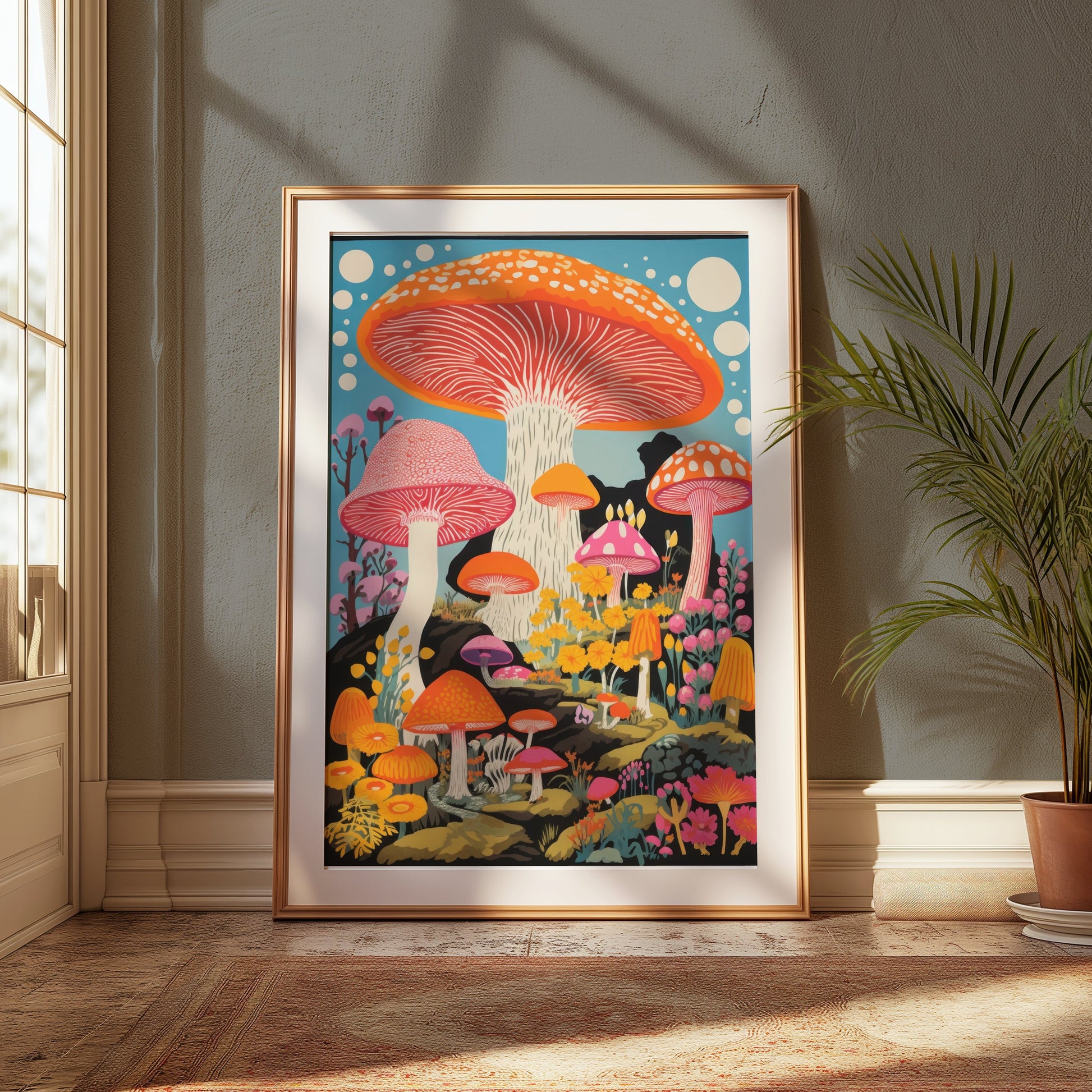 Premium Poster of Colorful Psychedelic Mushroom Artwork Surreal Posters