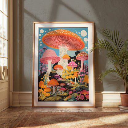 Premium Poster of Colorful Psychedelic Mushroom Artwork Surreal Posters