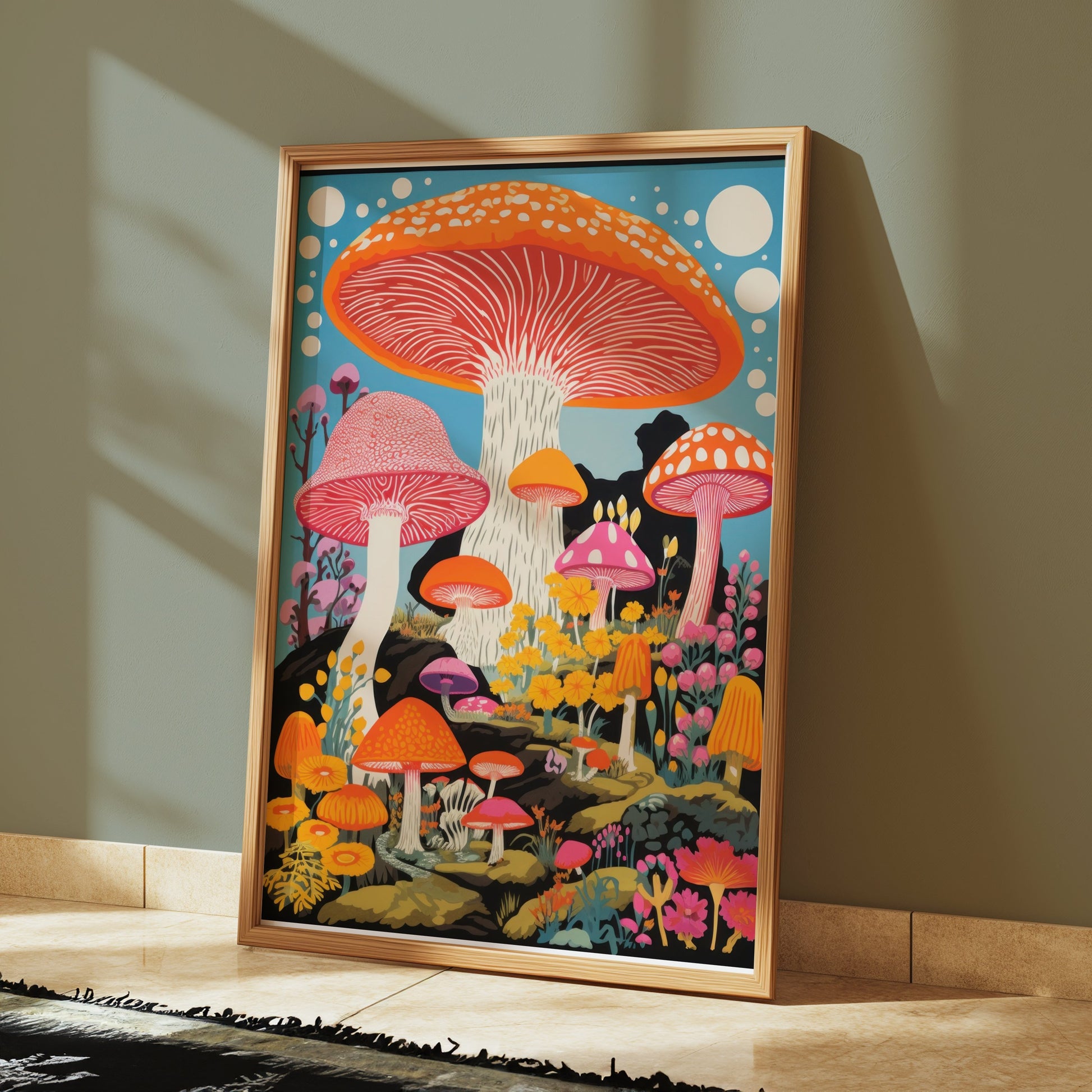 Premium Poster of Colorful Psychedelic Mushroom Artwork Surreal Posters