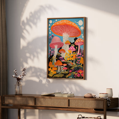 Premium Poster of Colorful Psychedelic Mushroom Artwork Surreal Posters