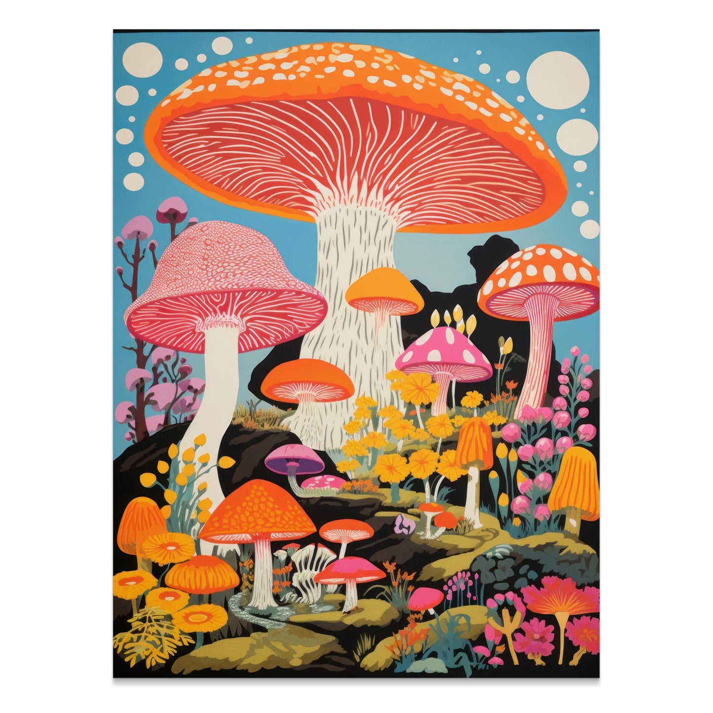 Premium Poster of Colorful Psychedelic Mushroom Artwork Surreal Posters