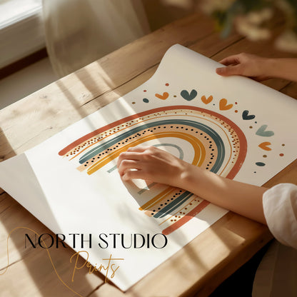 Premium Poster of Colorful Rainbow Hearts and Dots Design Posters