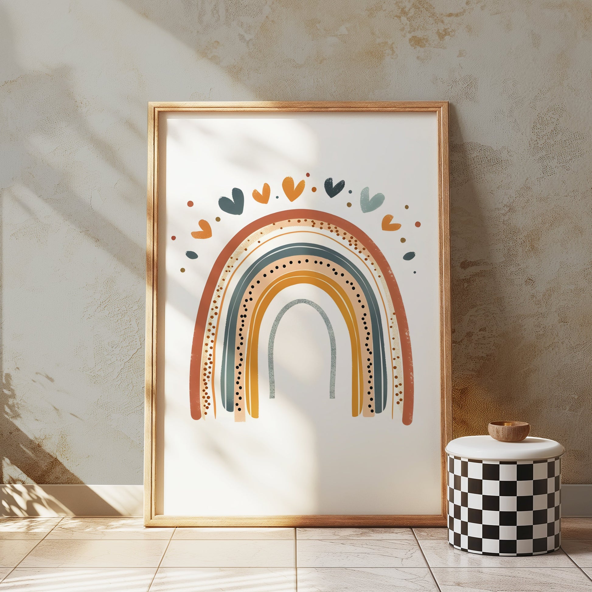 Premium Poster of Colorful Rainbow Hearts and Dots Design Posters