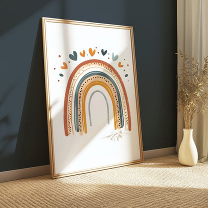 Premium Poster of Colorful Rainbow Hearts and Dots Design Posters