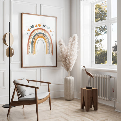 Premium Poster of Colorful Rainbow Hearts and Dots Design Posters
