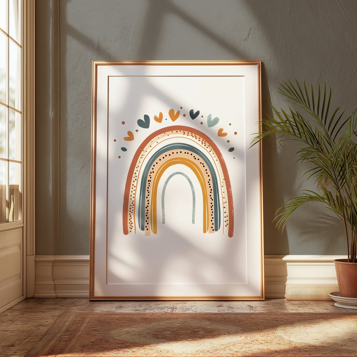 Premium Poster of Colorful Rainbow Hearts and Dots Design Posters