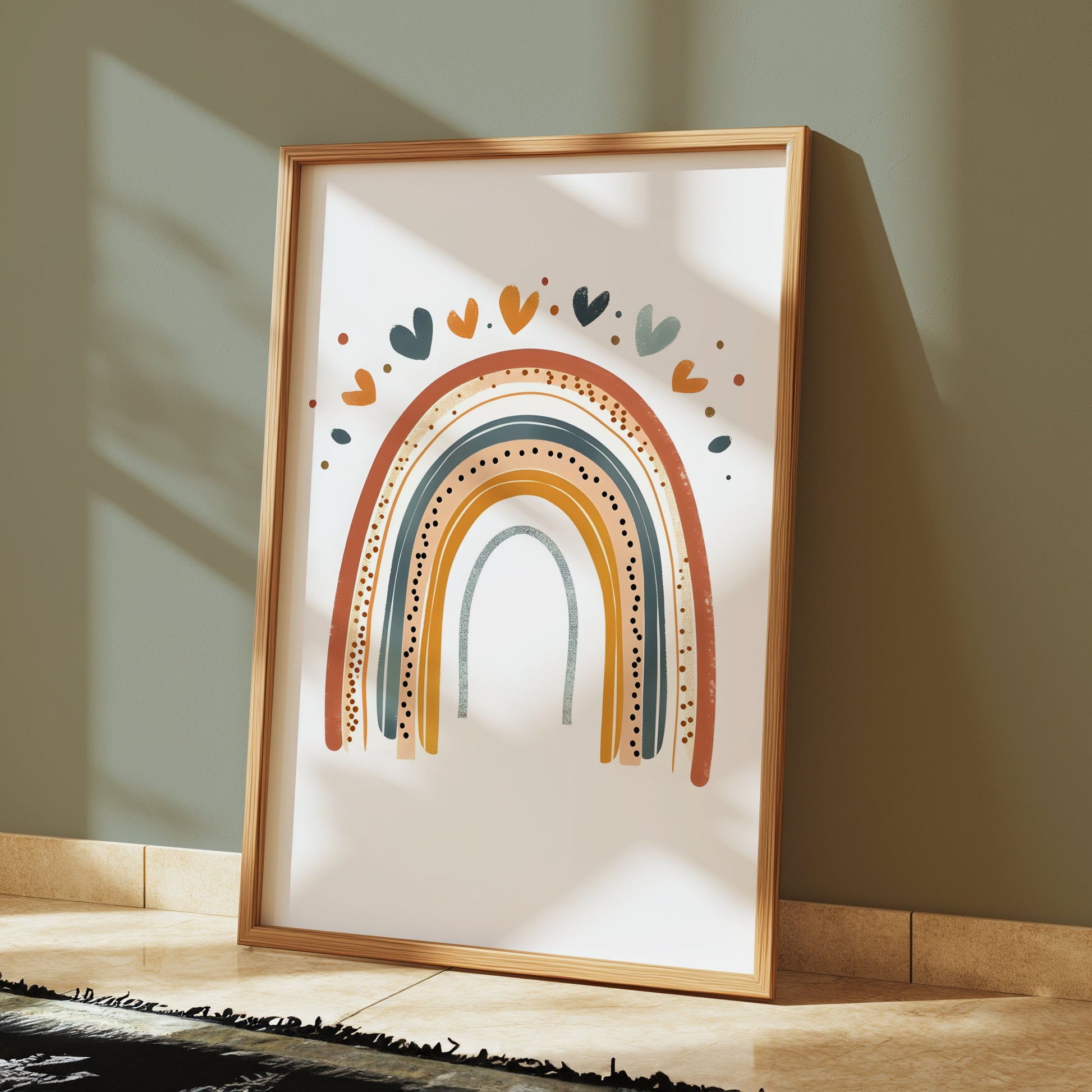 Premium Poster of Colorful Rainbow Hearts and Dots Design Posters