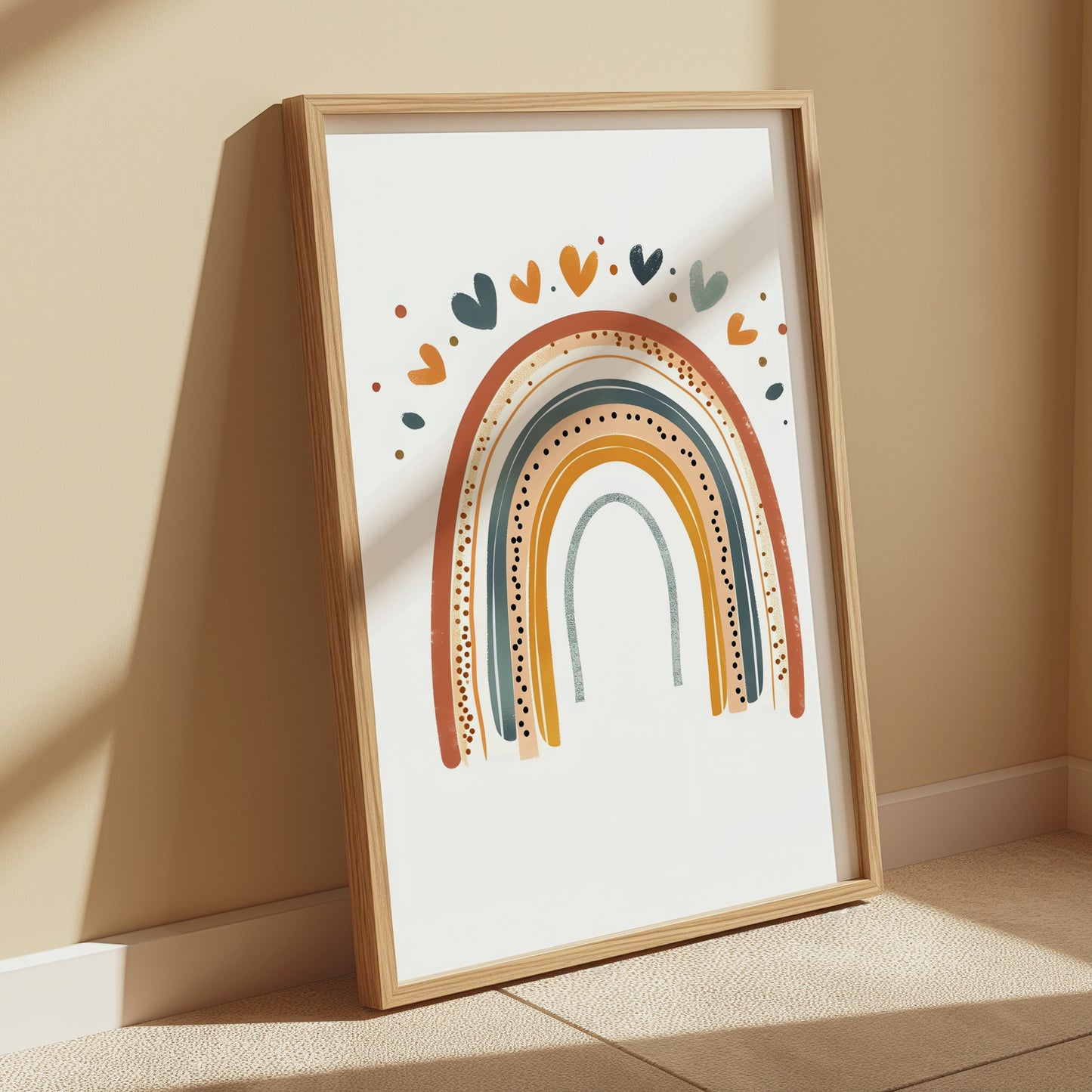 Premium Poster of Colorful Rainbow Hearts and Dots Design Posters
