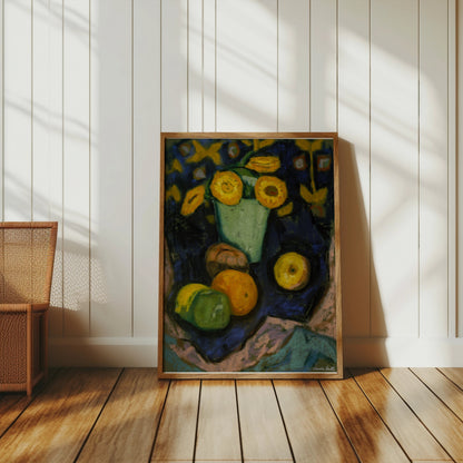 Premium Poster of Colorful Still Life with Sunflowers and Fruit Posters