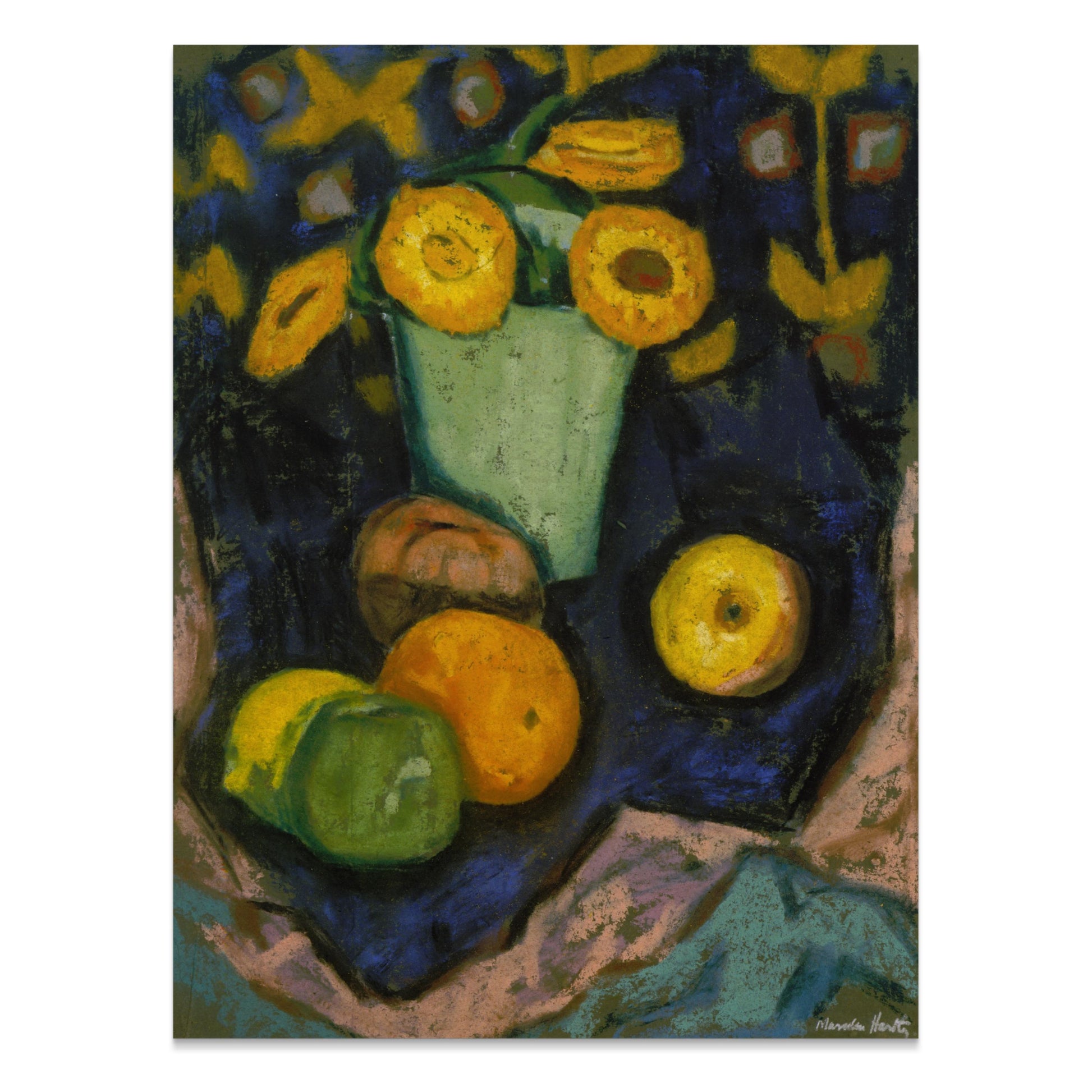 Premium Poster of Colorful Still Life with Sunflowers and Fruit Posters