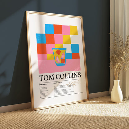Premium Poster of Colorful Tom Collins Recipe Graphic Art Posters