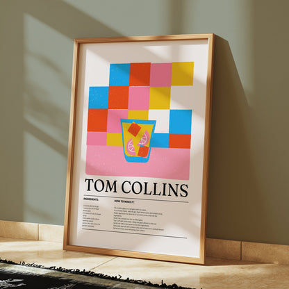 Premium Poster of Colorful Tom Collins Recipe Graphic Art Posters