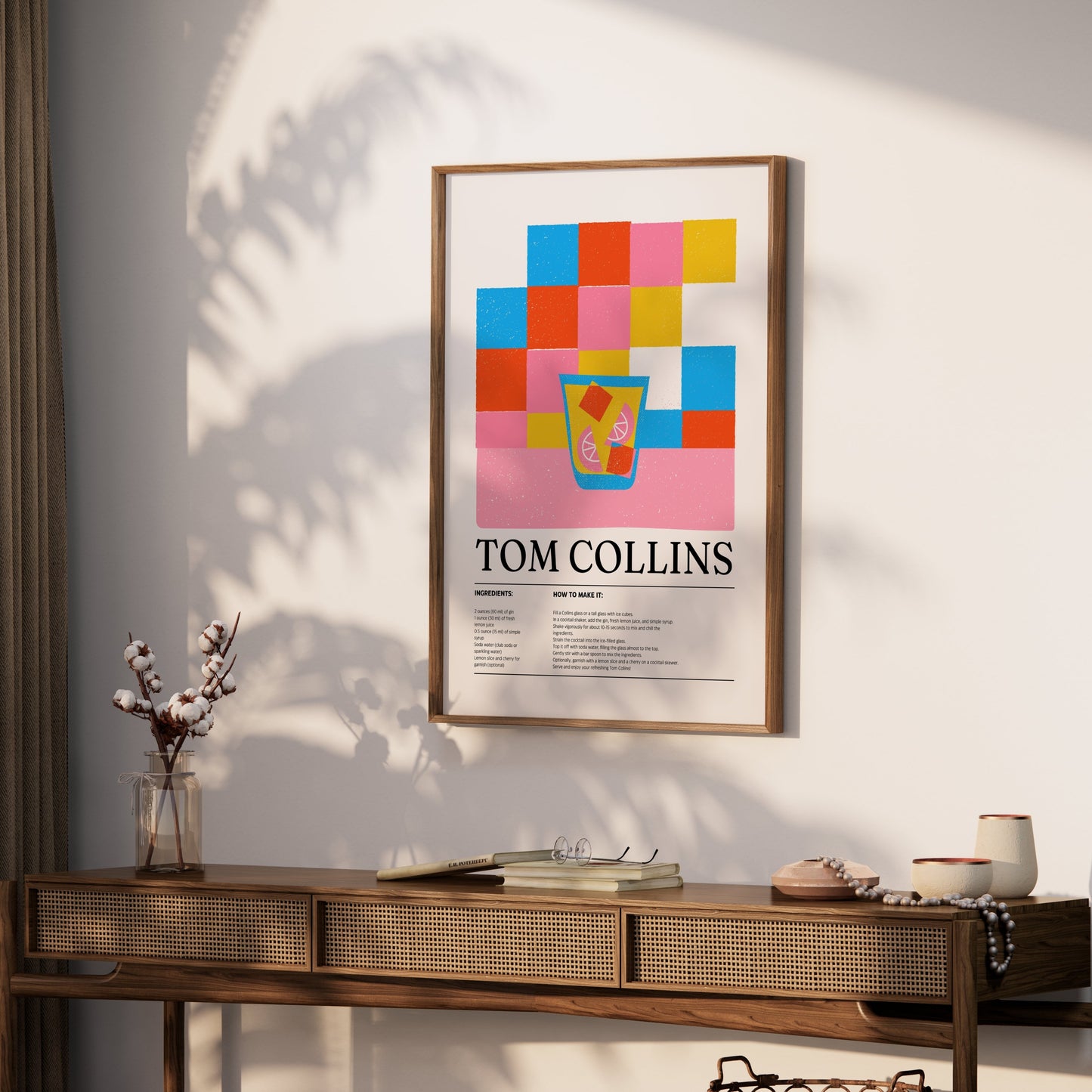 Premium Poster of Colorful Tom Collins Recipe Graphic Art Posters