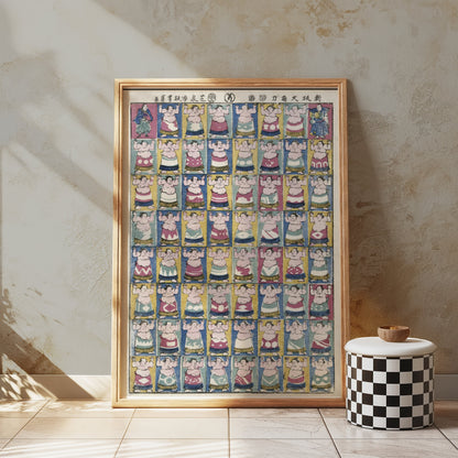 Premium Poster of Colorful Traditional Japanese Sumo Wrestler Art Posters