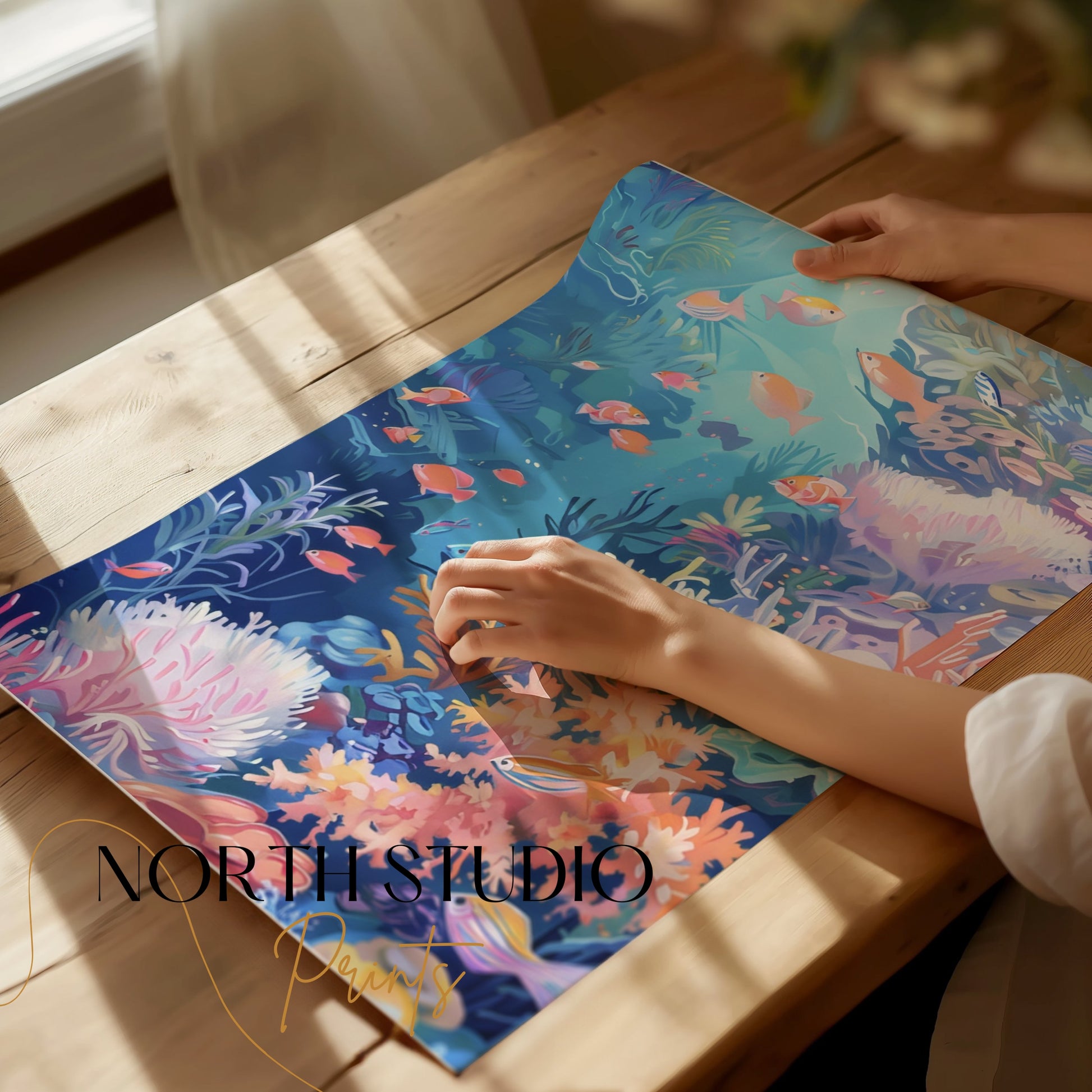 Premium Poster of Colorful Underwater Coral Reef Scene Art Posters
