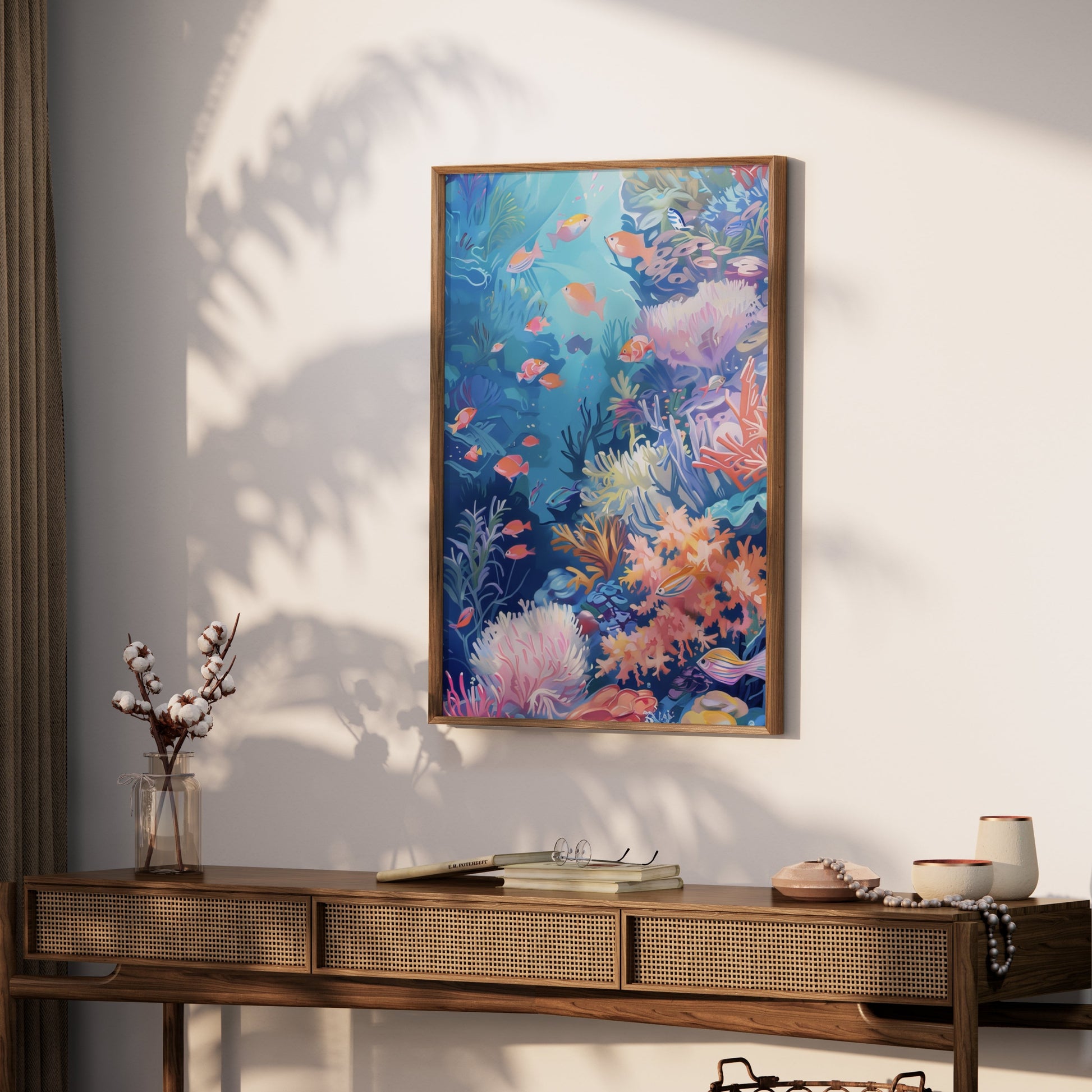 Premium Poster of Colorful Underwater Coral Reef Scene Art Posters
