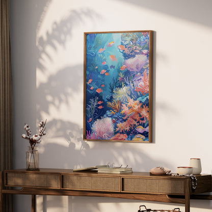 Premium Poster of Colorful Underwater Coral Reef Scene Art Posters
