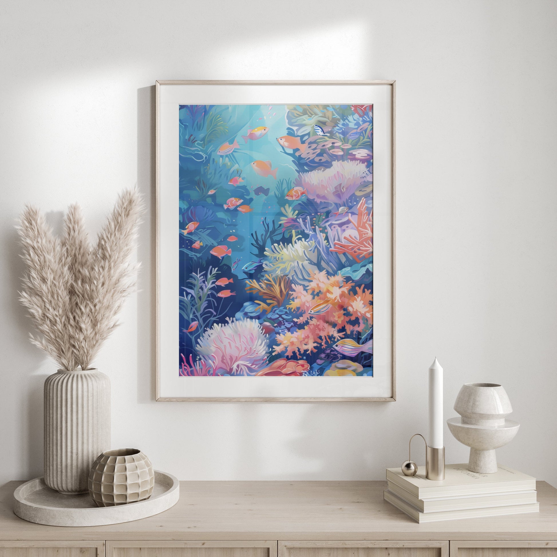 Premium Poster of Colorful Underwater Coral Reef Scene Art Posters