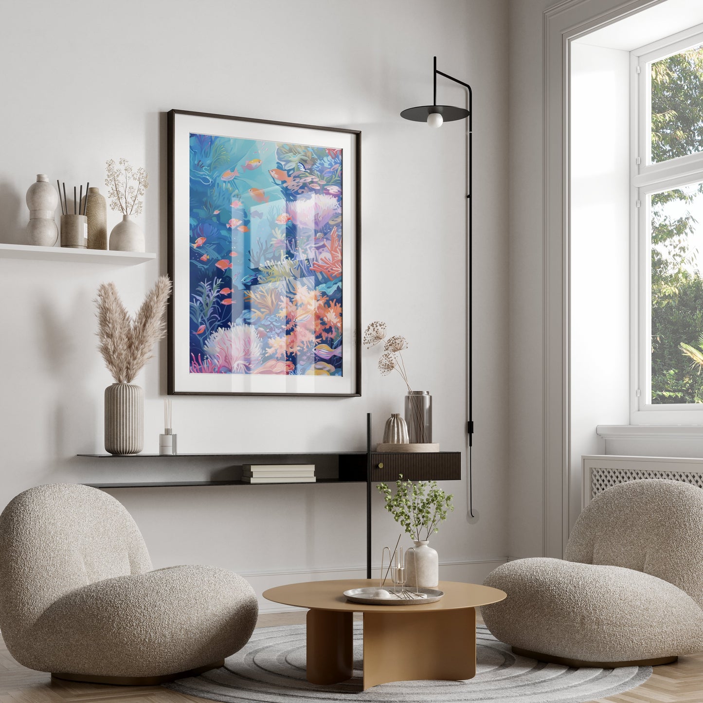 Premium Poster of Colorful Underwater Coral Reef Scene Art Posters