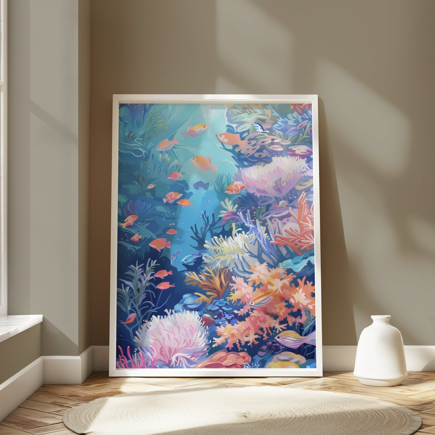 Premium Poster of Colorful Underwater Coral Reef Scene Art Posters