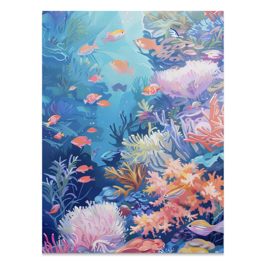 Premium Poster of Colorful Underwater Coral Reef Scene Art Posters