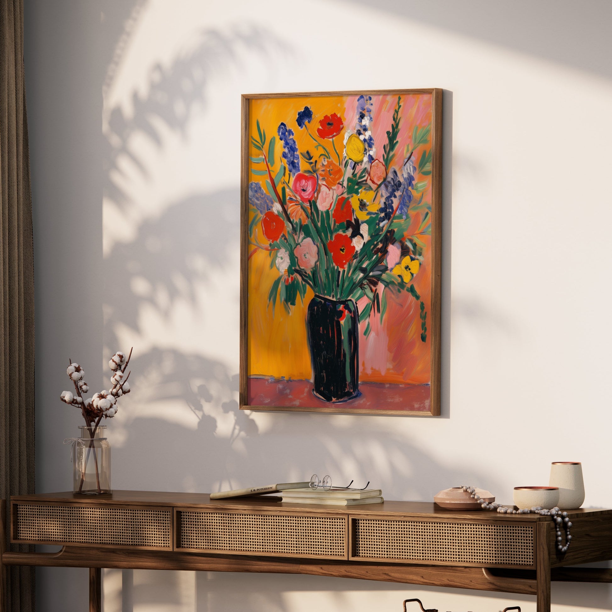 Premium Poster of Colorful Vibrant Floral Bouquet in Black Vase Posters