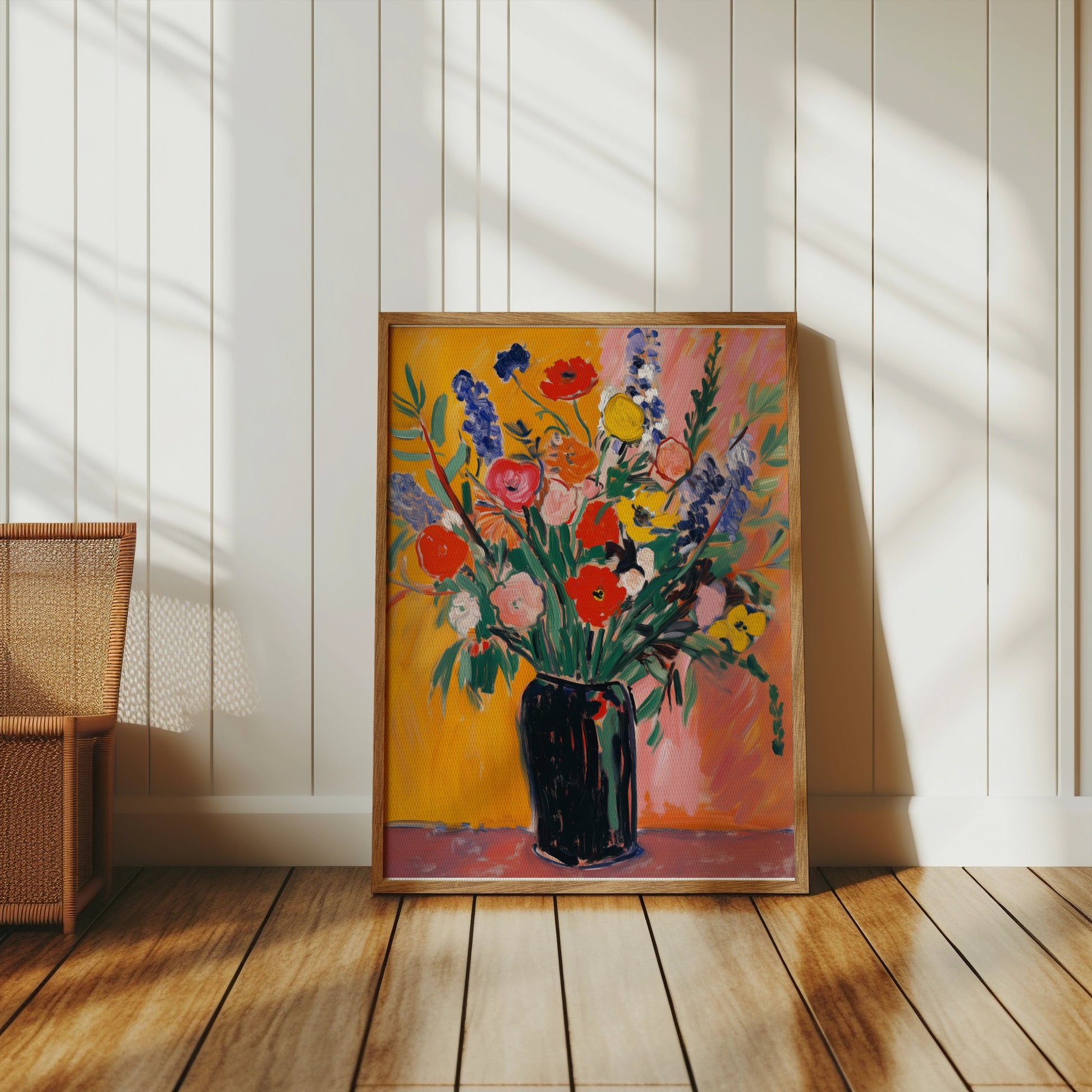 Premium Poster of Colorful Vibrant Floral Bouquet in Black Vase Posters