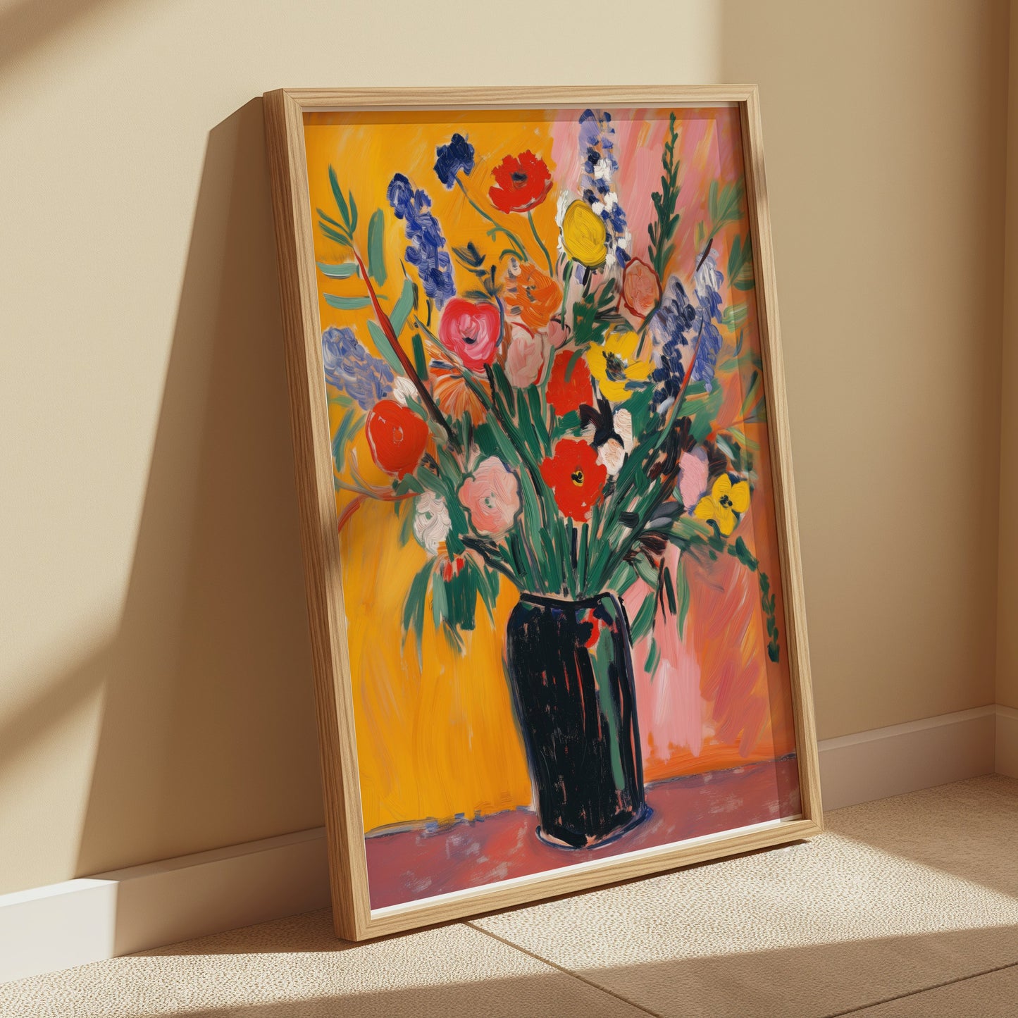 Premium Poster of Colorful Vibrant Floral Bouquet in Black Vase Posters