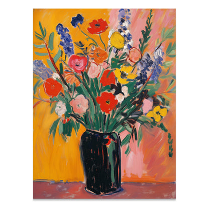 Premium Poster of Colorful Vibrant Floral Bouquet in Black Vase Posters