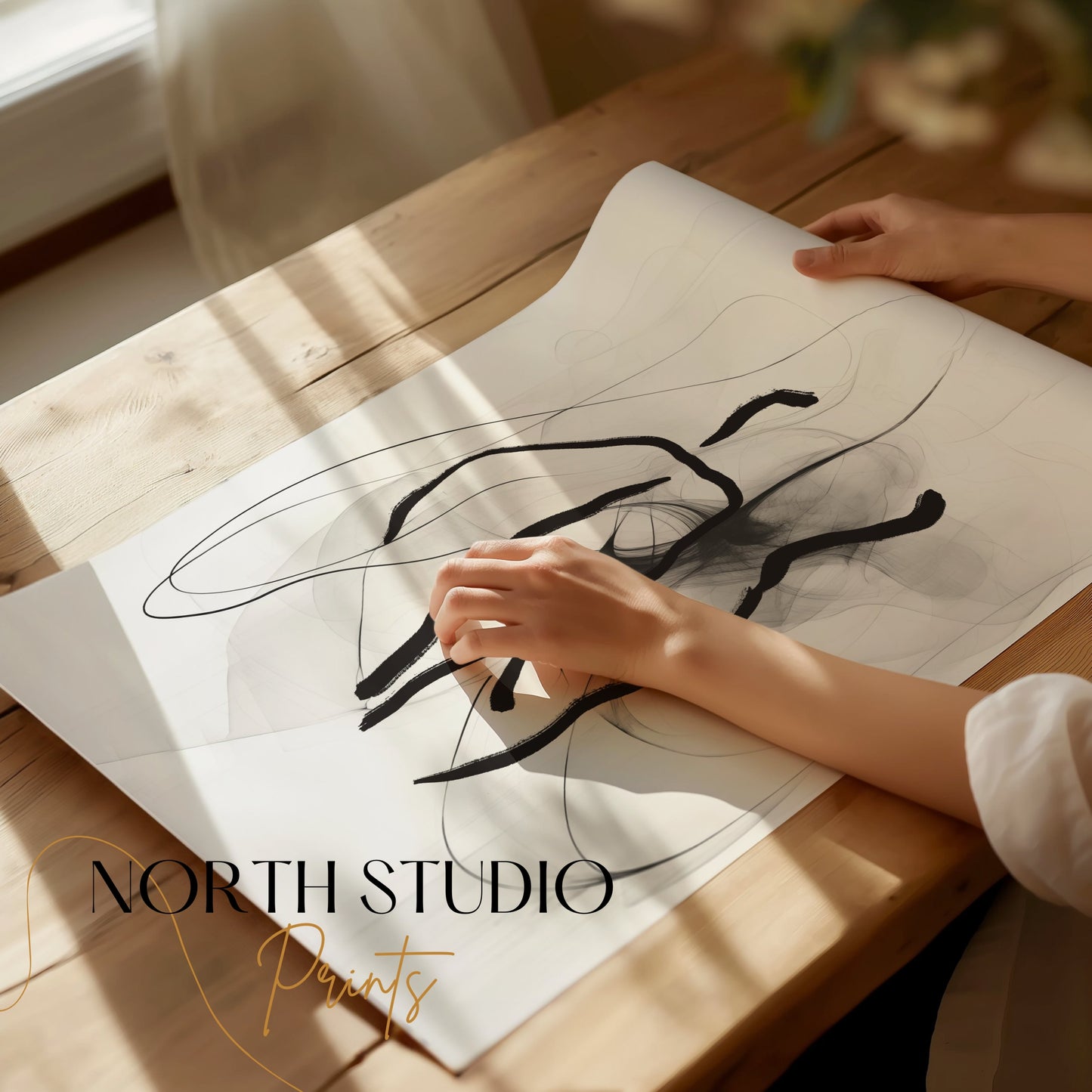 Premium Poster of Contemporary Abstract Black and White Art Posters