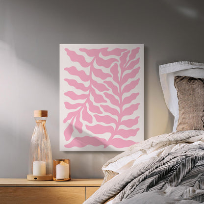 Premium Poster of Contemporary Pink Leaf Art in Floral Canvas Wraps