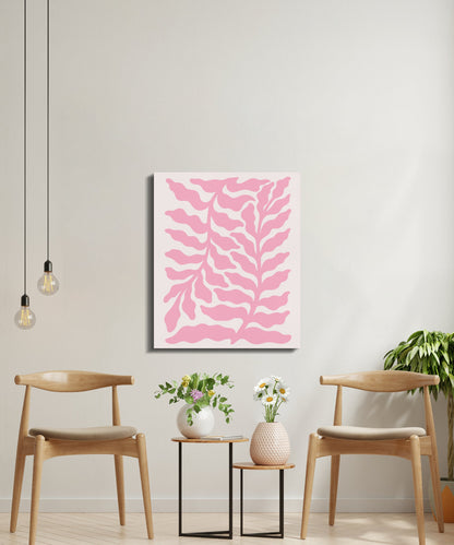 Premium Poster of Contemporary Pink Leaf Art in Floral Canvas Wraps