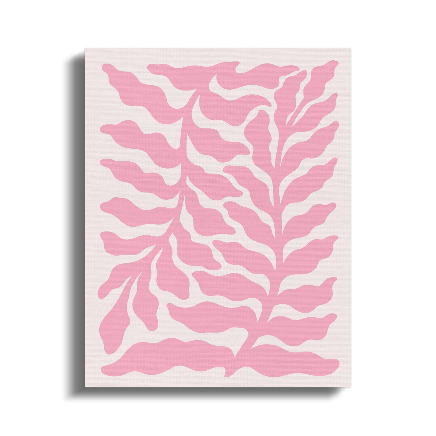 Premium Poster of Contemporary Pink Leaf Art in Floral Canvas Wraps