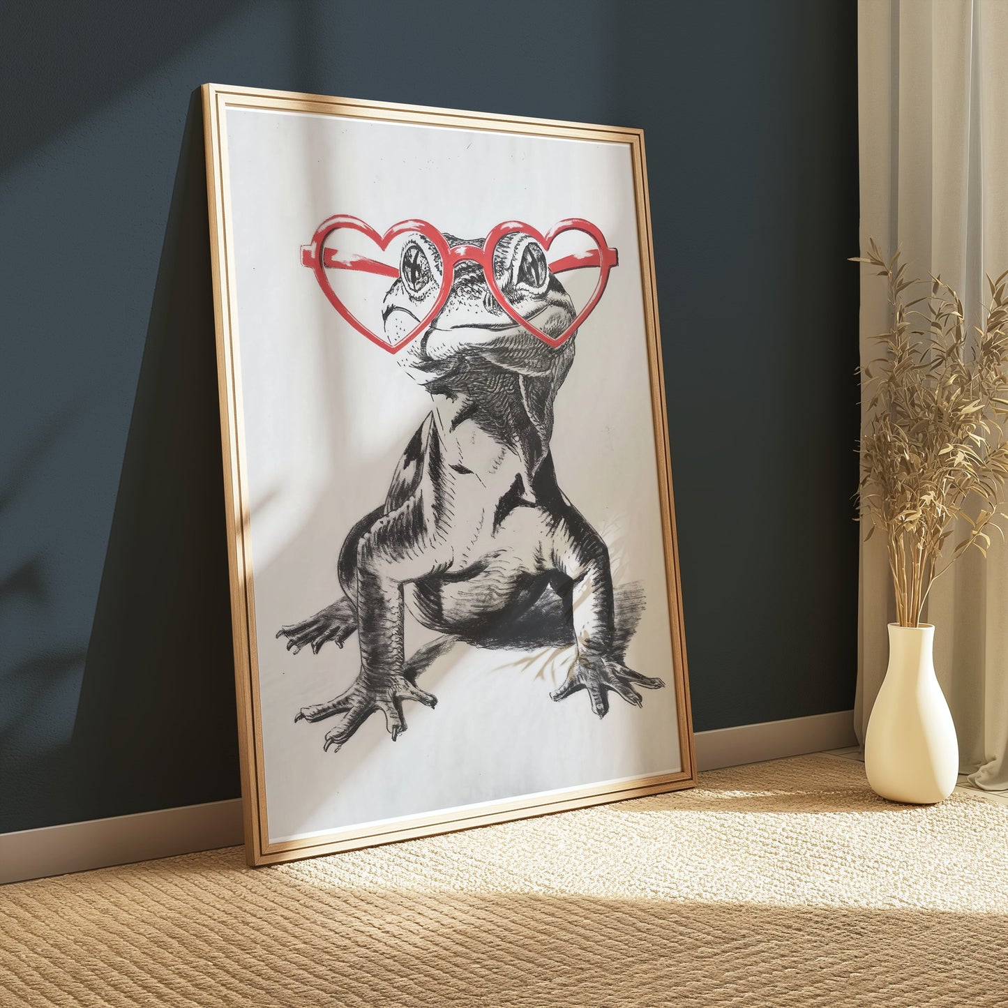 Premium Poster of Cool Gecko with Heart Shaped Glasses Art Print Posters