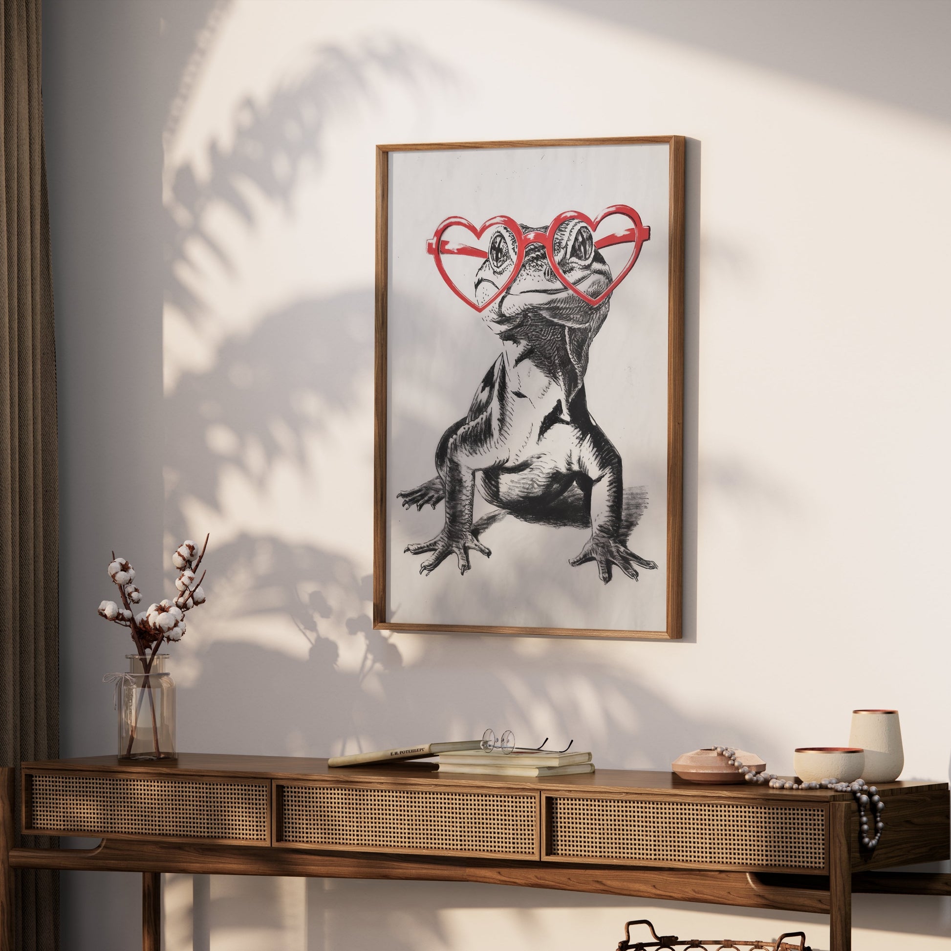 Premium Poster of Cool Gecko with Heart Shaped Glasses Art Print Posters