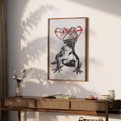 Premium Poster of Cool Gecko with Heart Shaped Glasses Art Print Posters
