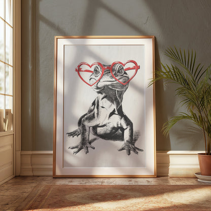 Premium Poster of Cool Gecko with Heart Shaped Glasses Art Print Posters