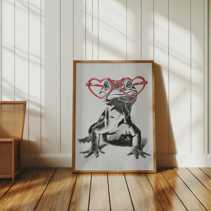 Premium Poster of Cool Gecko with Heart Shaped Glasses Art Print Posters