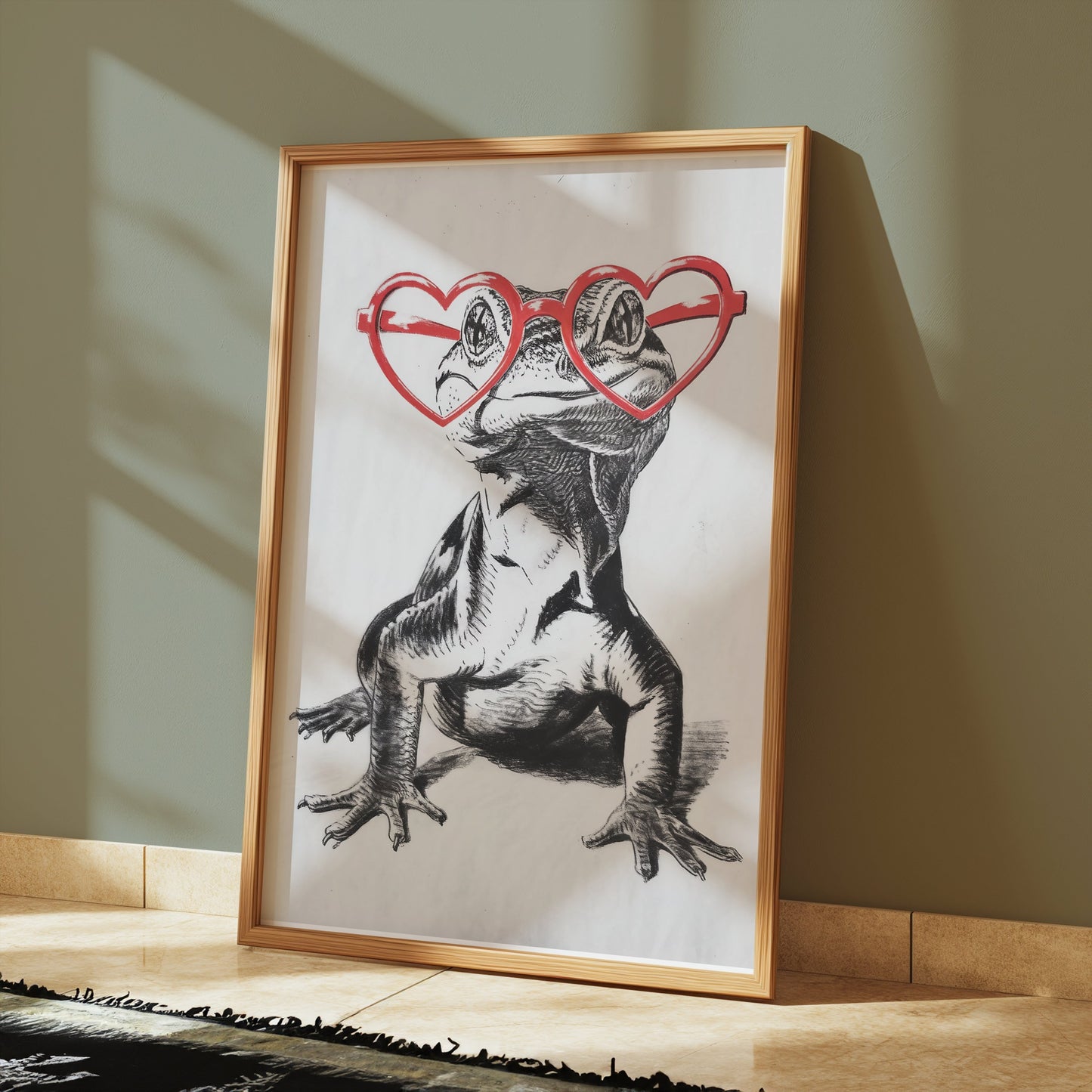 Premium Poster of Cool Gecko with Heart Shaped Glasses Art Print Posters