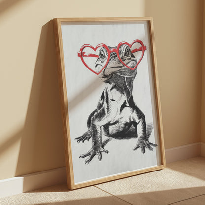 Premium Poster of Cool Gecko with Heart Shaped Glasses Art Print Posters