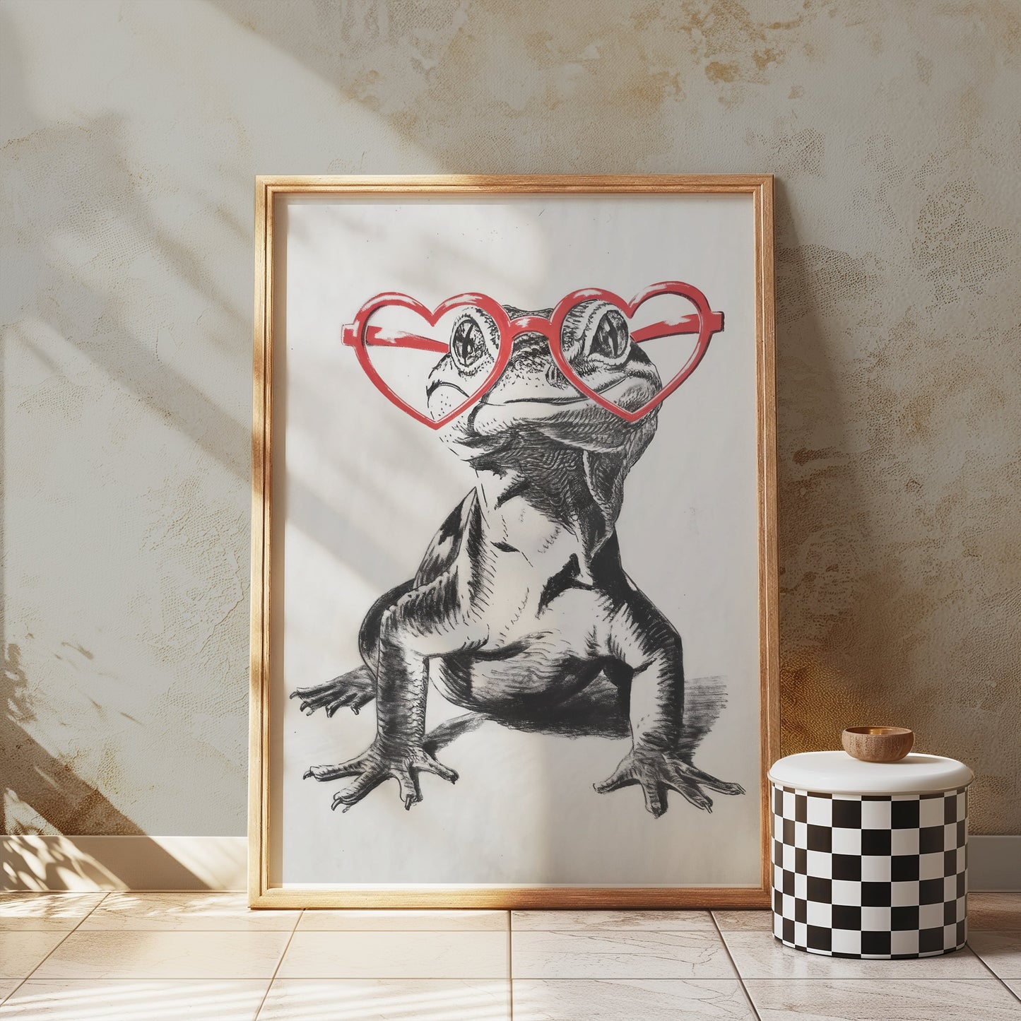 Premium Poster of Cool Gecko with Heart Shaped Glasses Art Print Posters