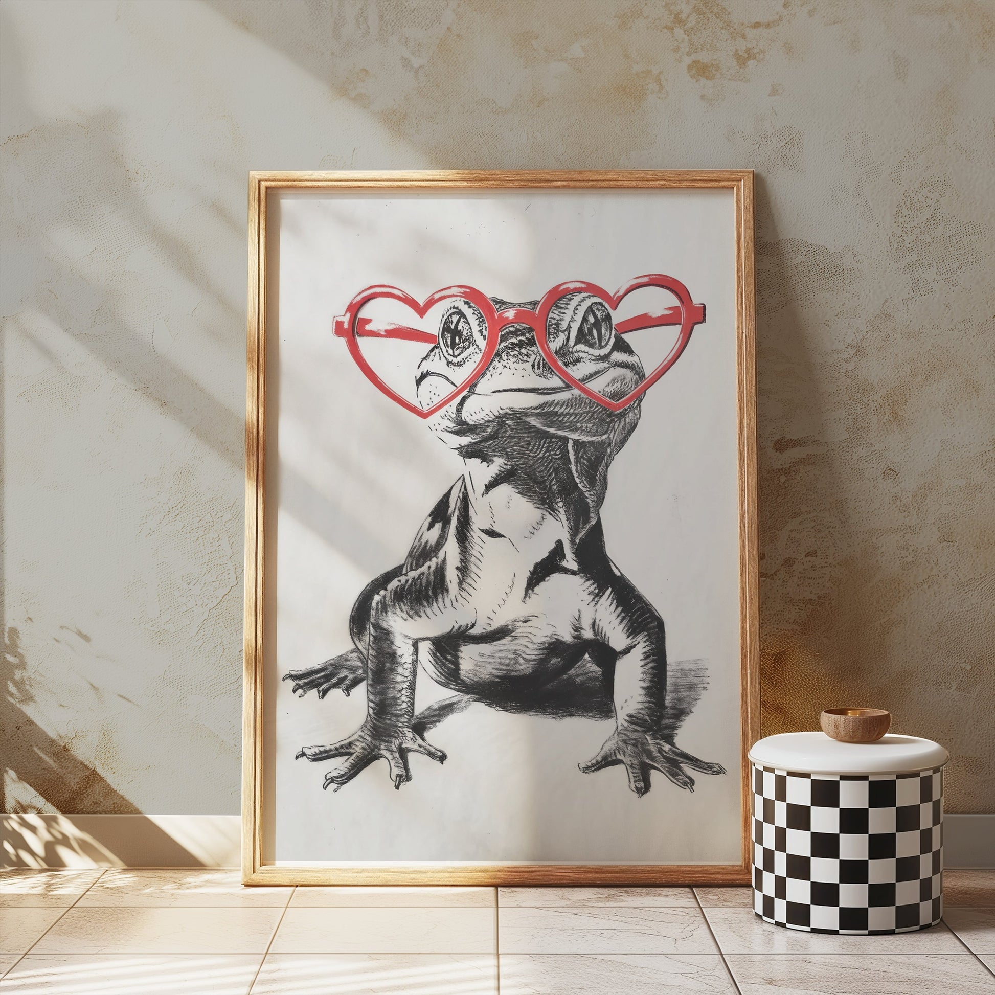 Premium Poster of Cool Gecko with Heart Shaped Glasses Art Print Posters