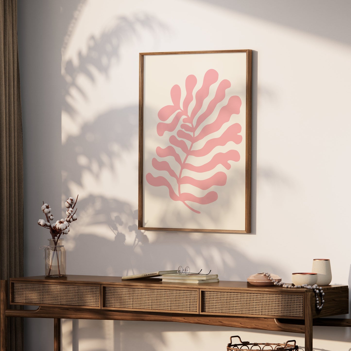 Premium Poster of Coral Abstract Leaf Art Print Posters