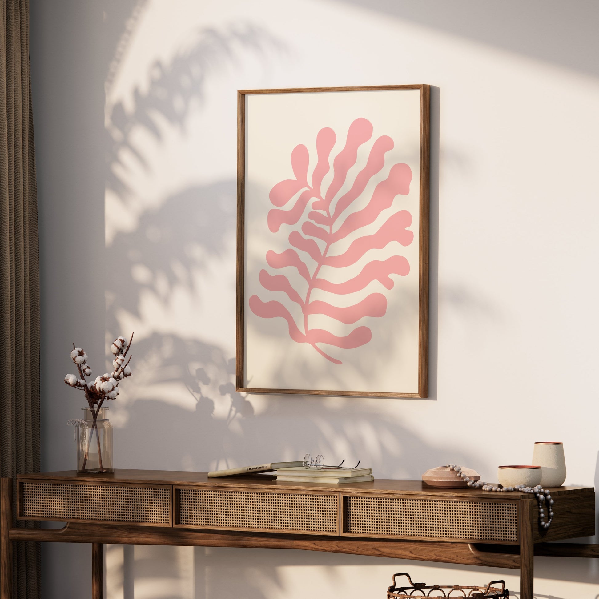 Premium Poster of Coral Abstract Leaf Art Print Posters