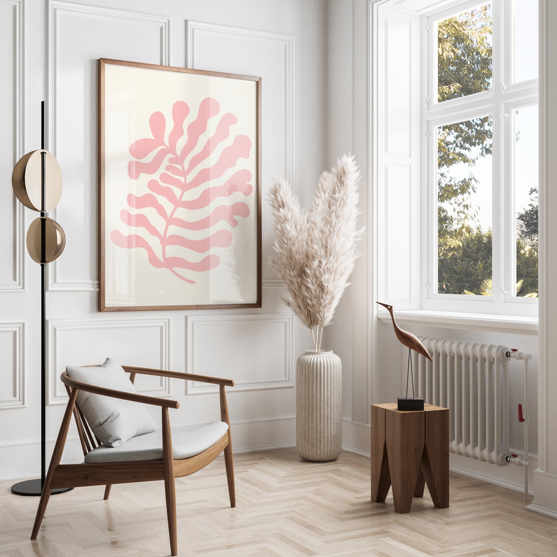 Premium Poster of Coral Abstract Leaf Art Print Posters