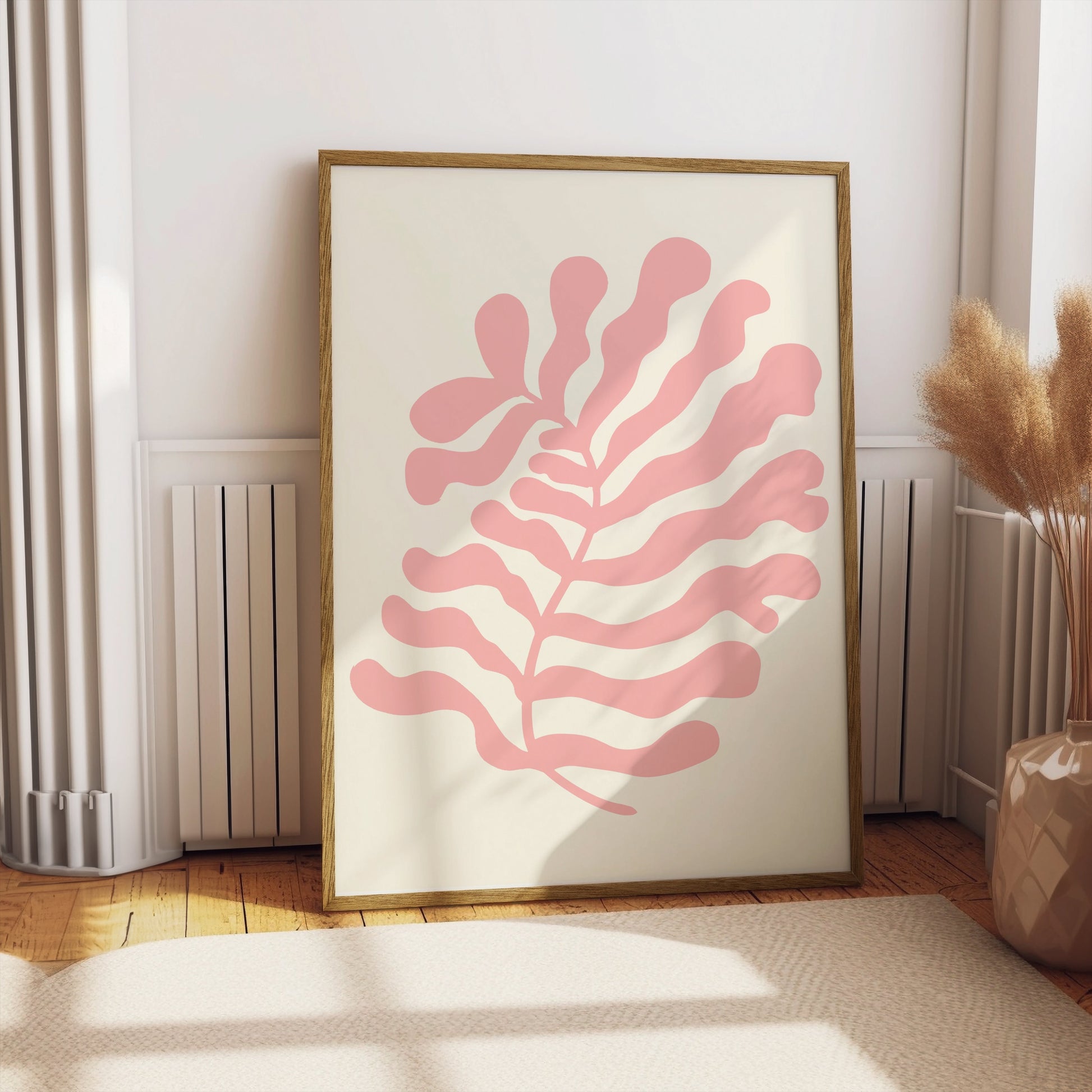 Premium Poster of Coral Abstract Leaf Art Print Posters