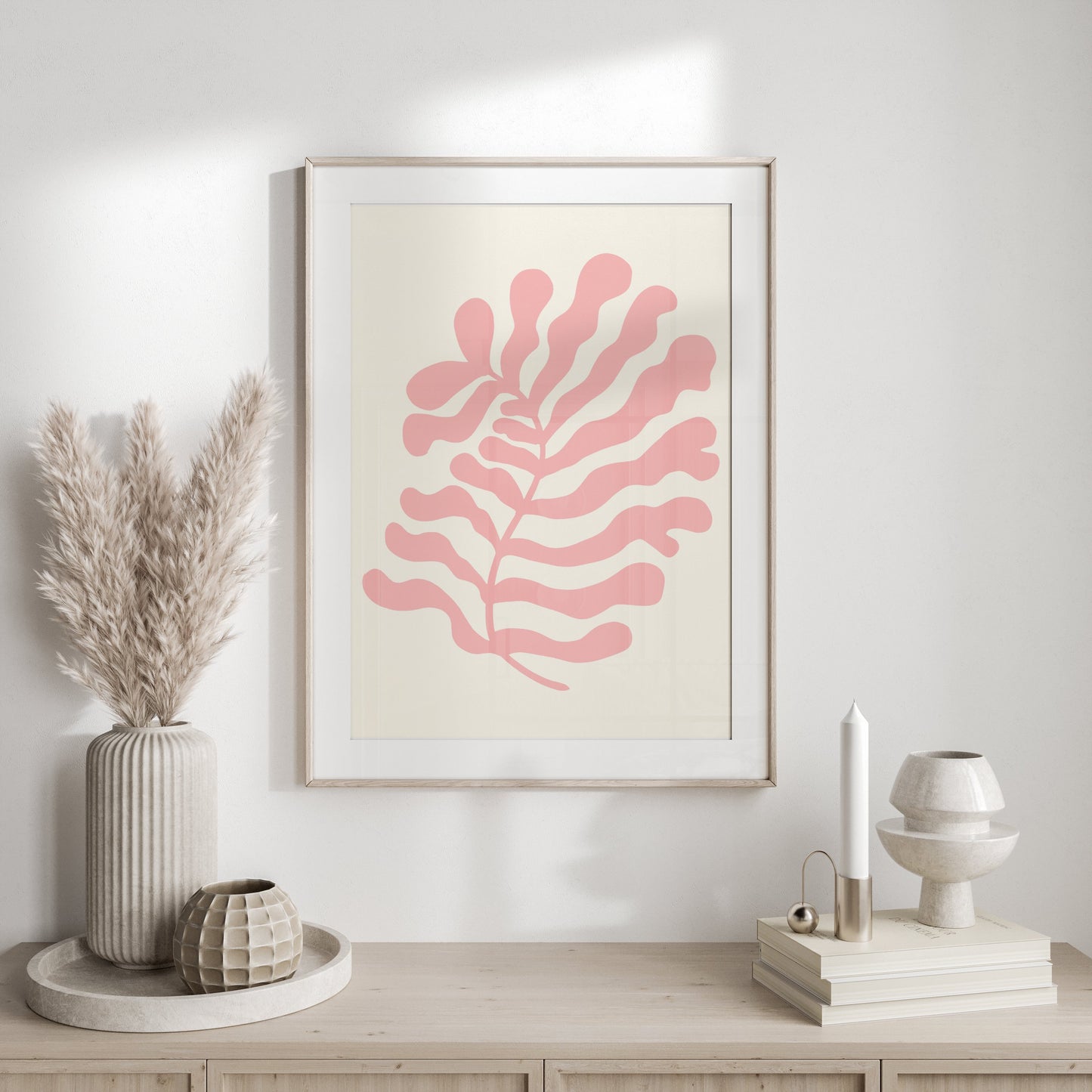Premium Poster of Coral Abstract Leaf Art Print Posters