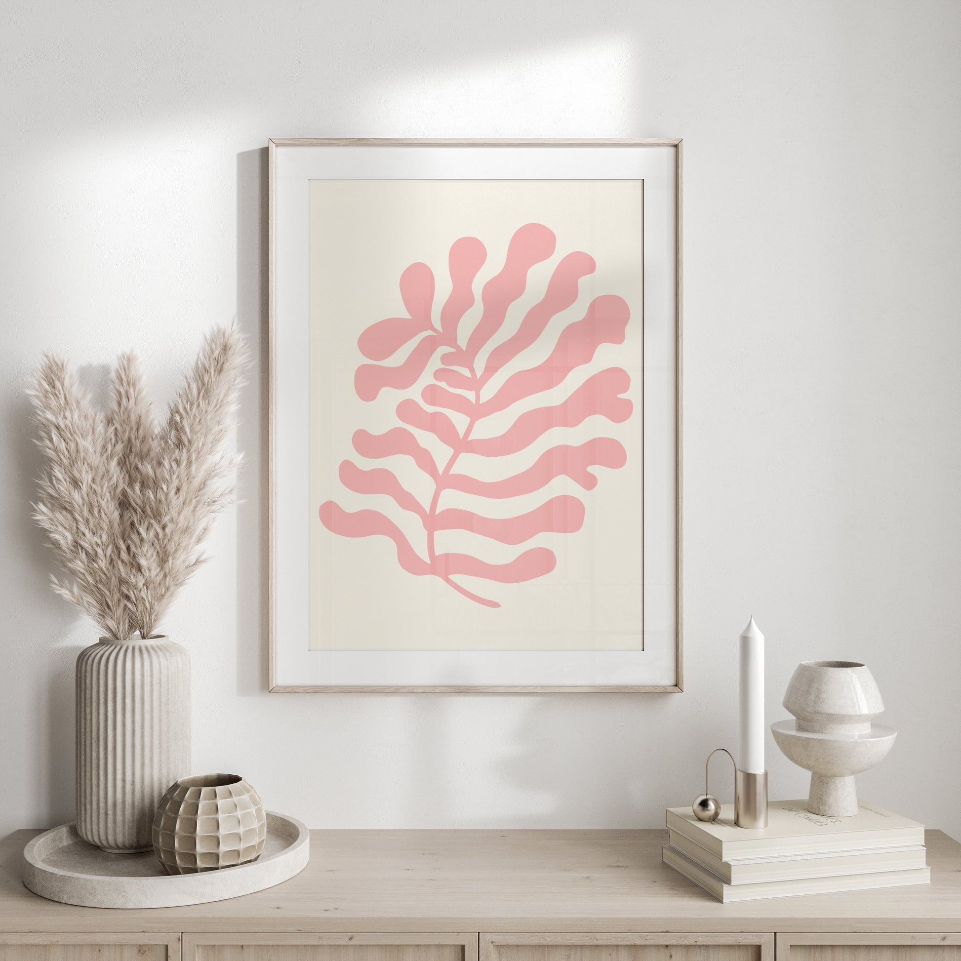 Premium Poster of Coral Abstract Leaf Art Print Posters