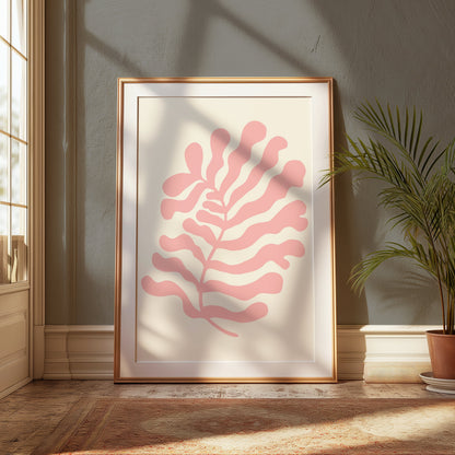 Premium Poster of Coral Abstract Leaf Art Print Posters